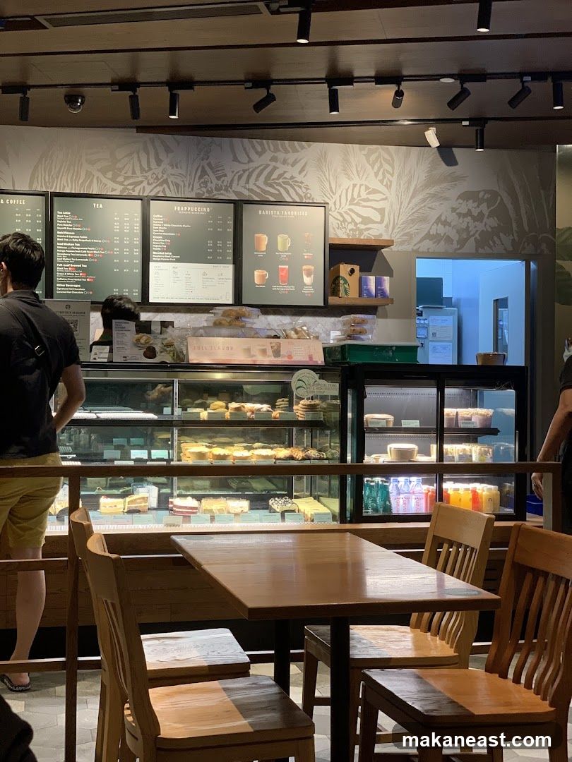 Cafe Interior with Display Cases and Seating