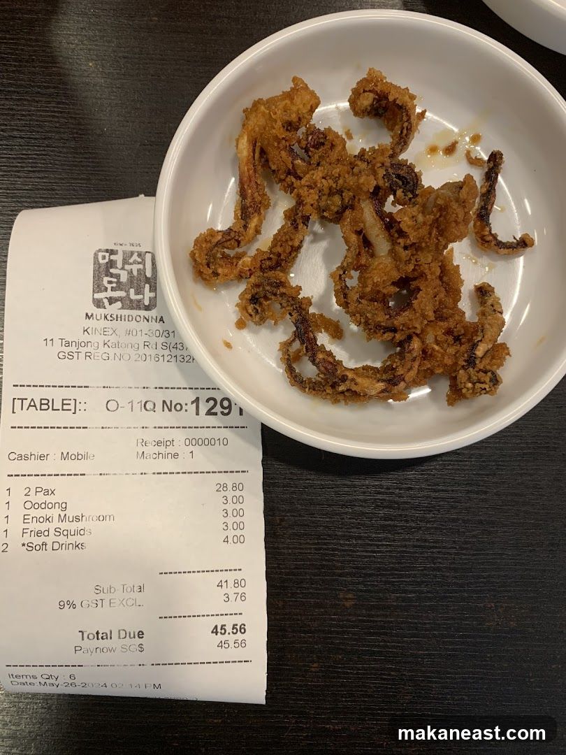 Fried Squids and Receipt