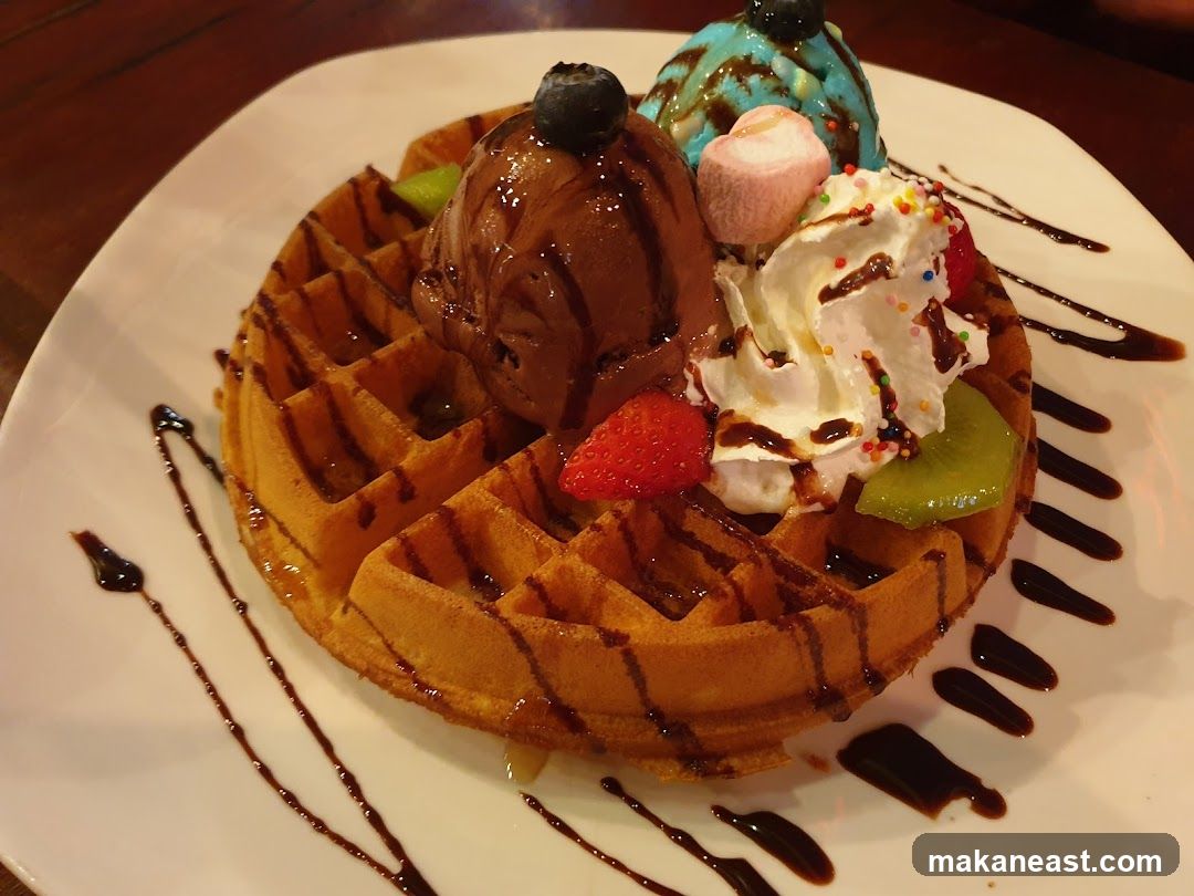 Waffle with Ice Cream and Fruit