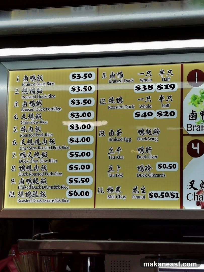 Duck Rice Menu