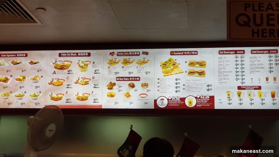 Ya Kun Kaya Toast Menu