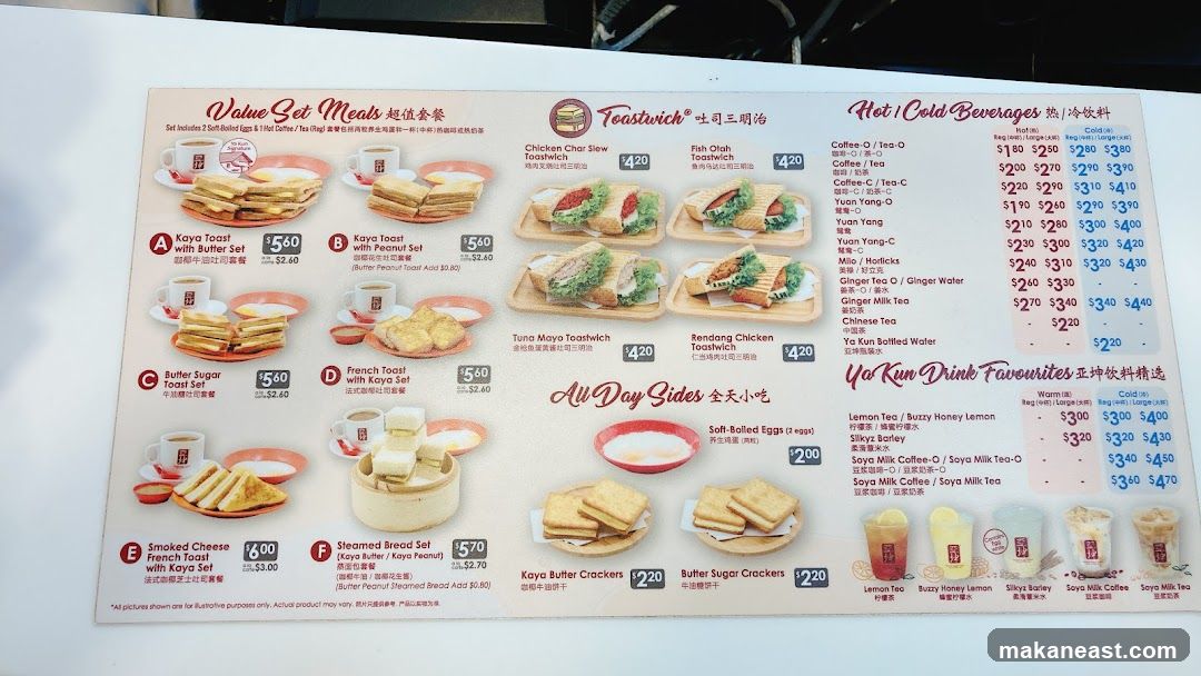 Ya Kun Kaya Toast Menu