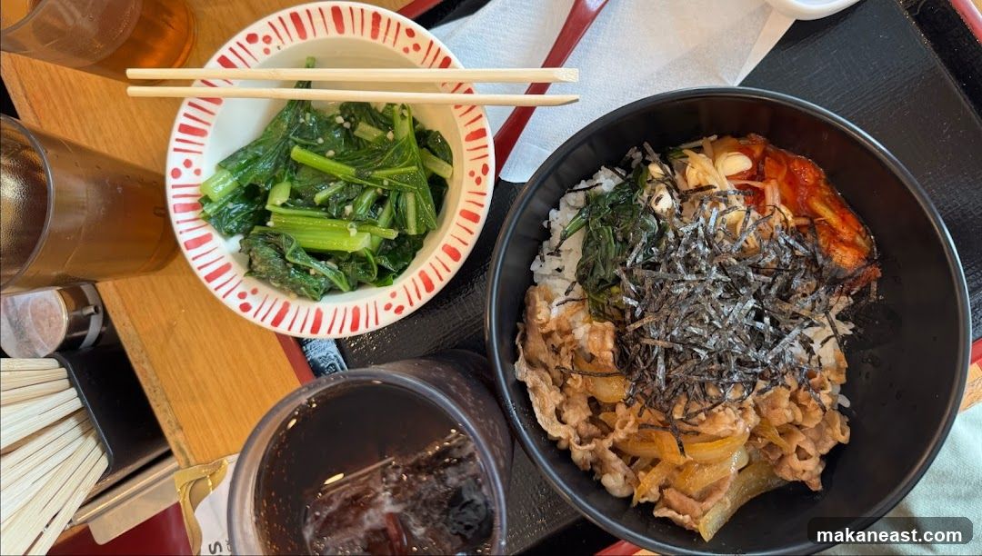 Beef Bowl with Side of Greens