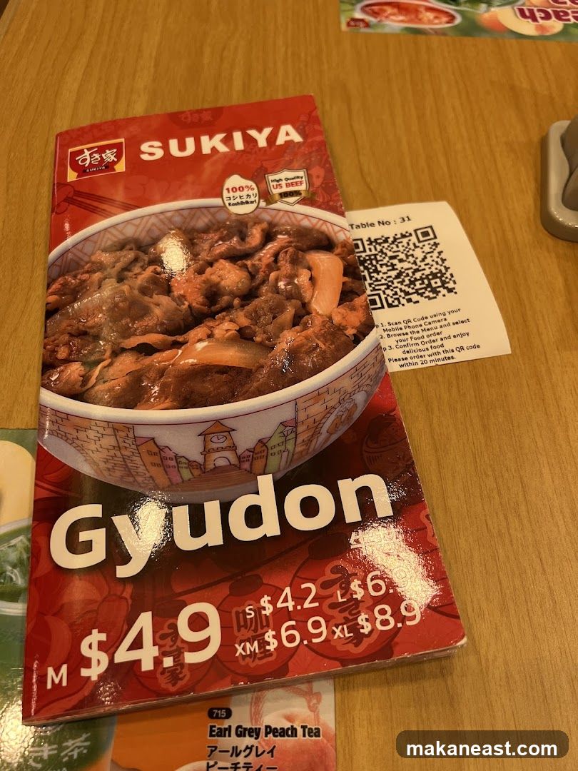 SUKIYA Gyudon Menu