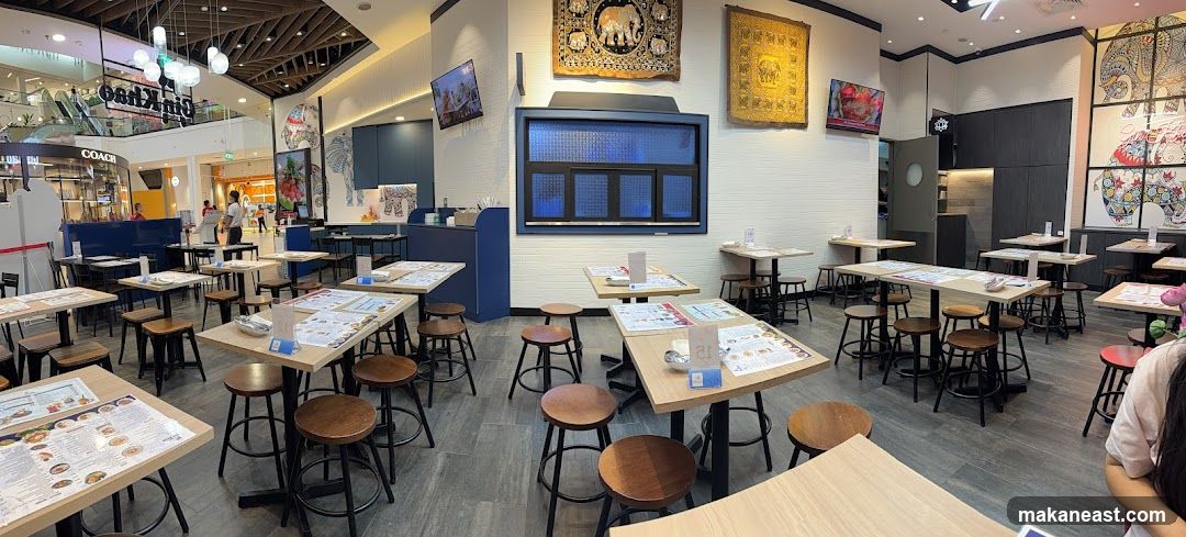 Restaurant Interior with Tables and Stools