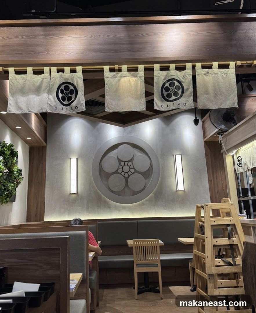 Restaurant Interior with Japanese Banners
