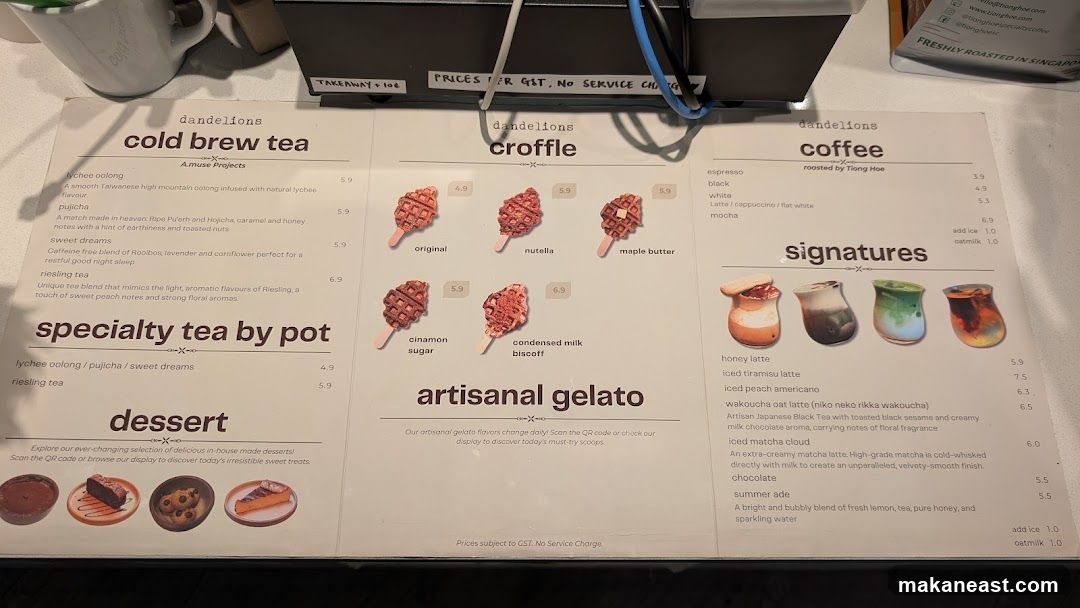 Dandelions Menu
