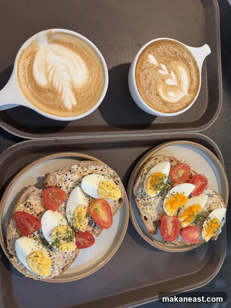 Coffee and Open-Faced Sandwiches