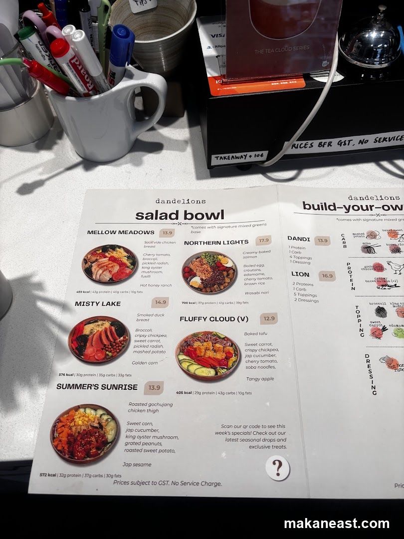 Dandelions Salad Bowl Menu