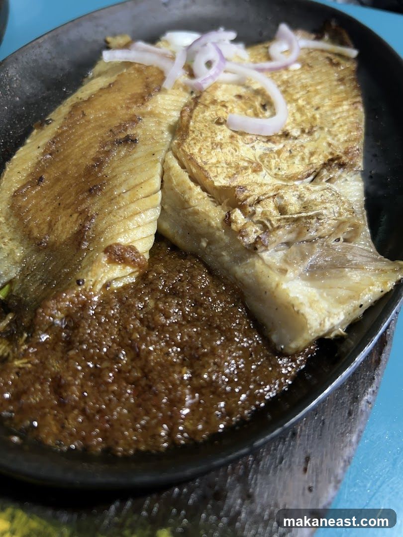 Grilled Fish with Sauce and Onions