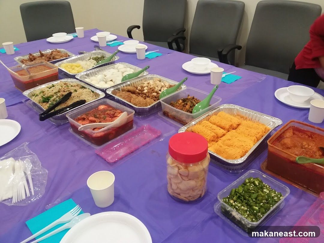 Buffet Table with Assorted Dishes