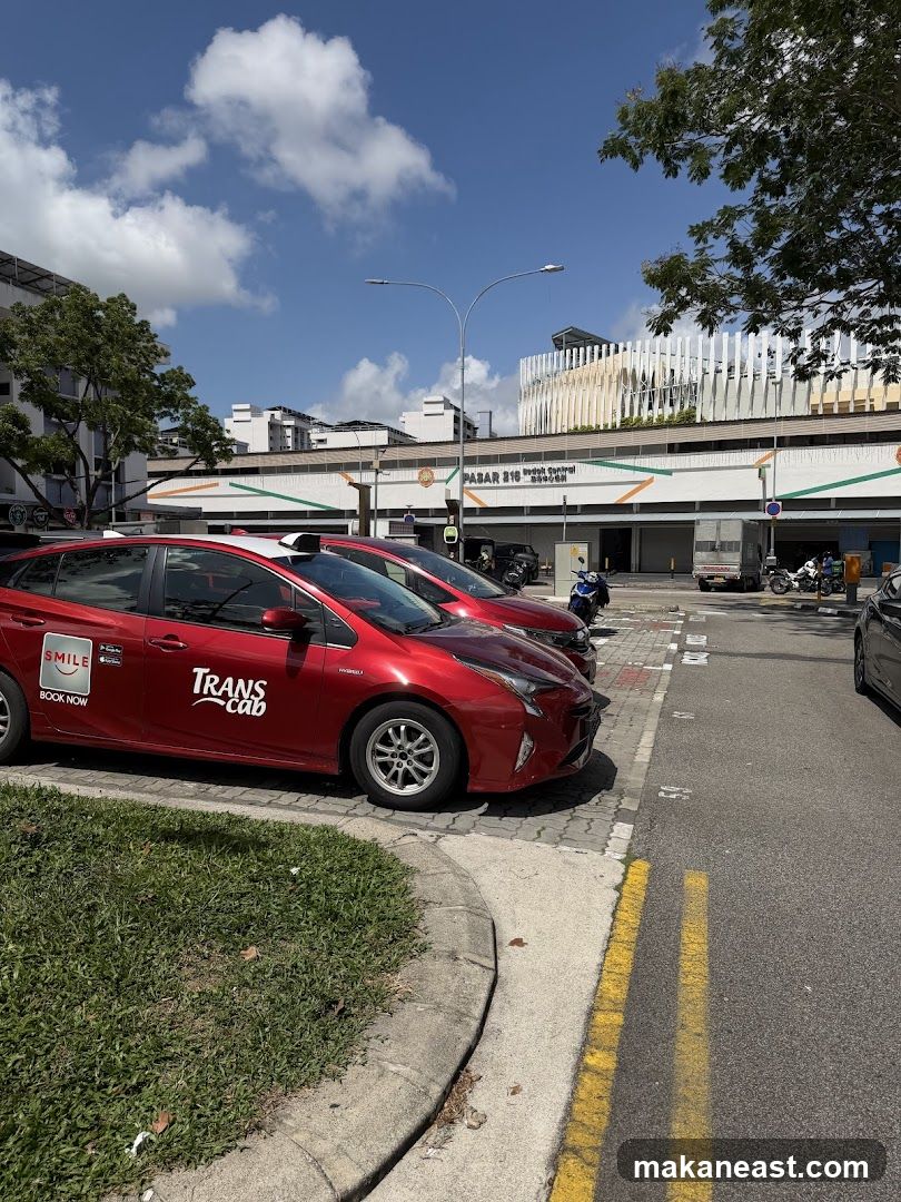 Red Taxis Parked Near A Market