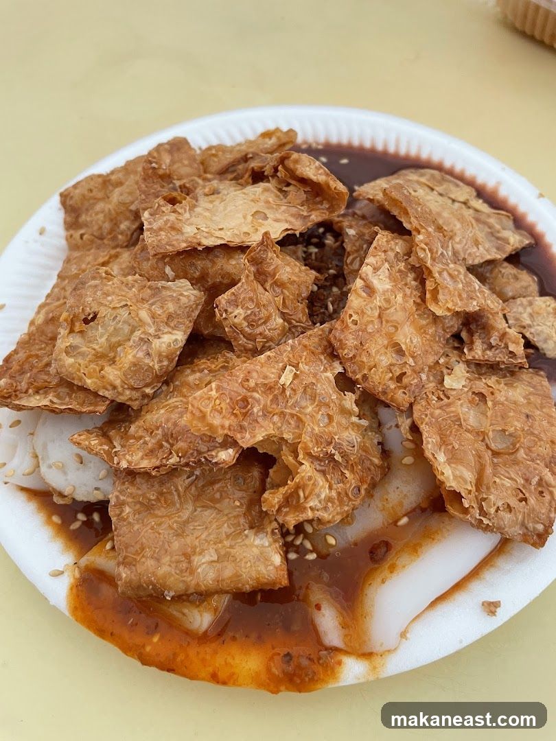 Fried Tofu Skin with Sauce and Rice Rolls