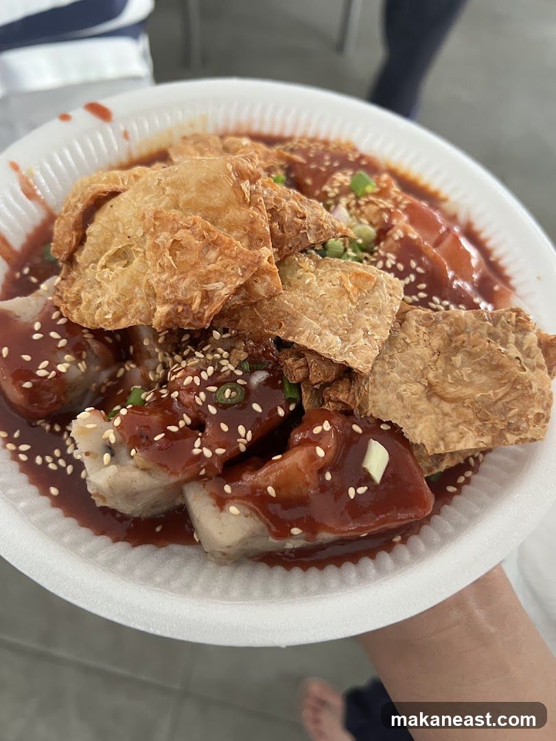 Food dish with sauce and toppings