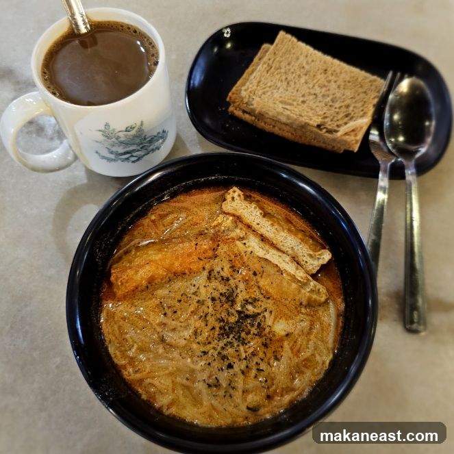 Curry Laksa with Toast and Coffee