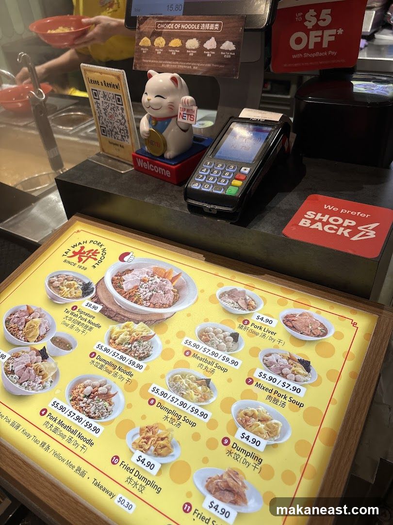 Menu and Payment Area