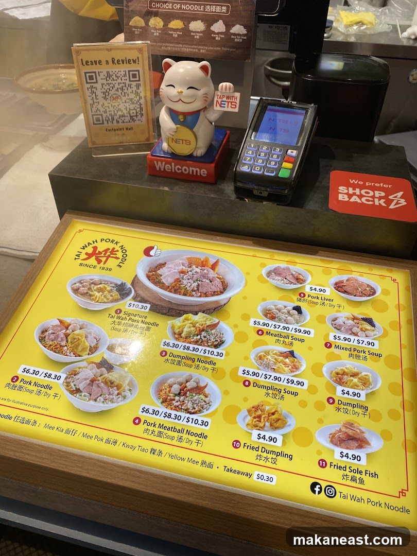 Tai Wah Pork Noodle Menu