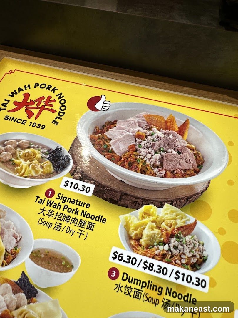 Tai Wah Pork Noodle Menu