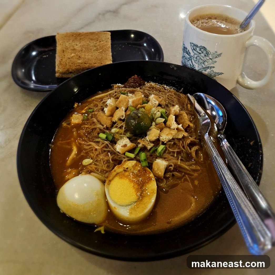 Noodle Dish with Egg and Toast