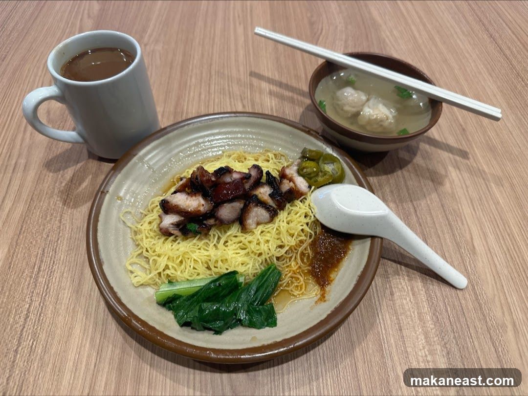 Char Siu Noodles with Soup and Coffee