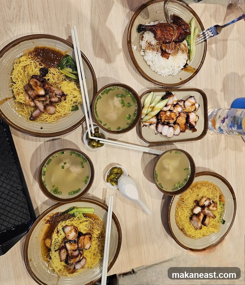 Table with various Asian dishes