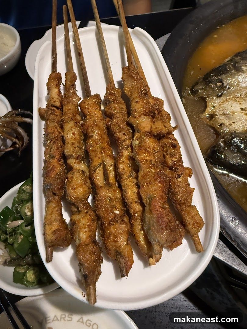 Skewers of seasoned meat