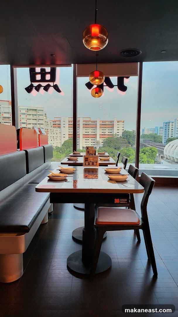 Restaurant Interior with City View
