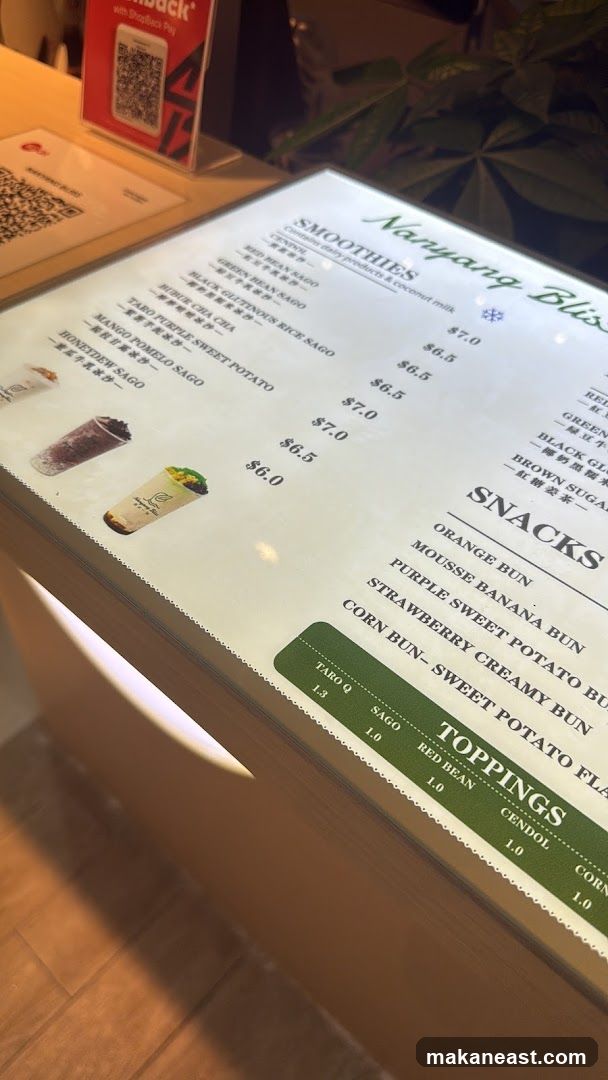 Nanyang Bliss Menu