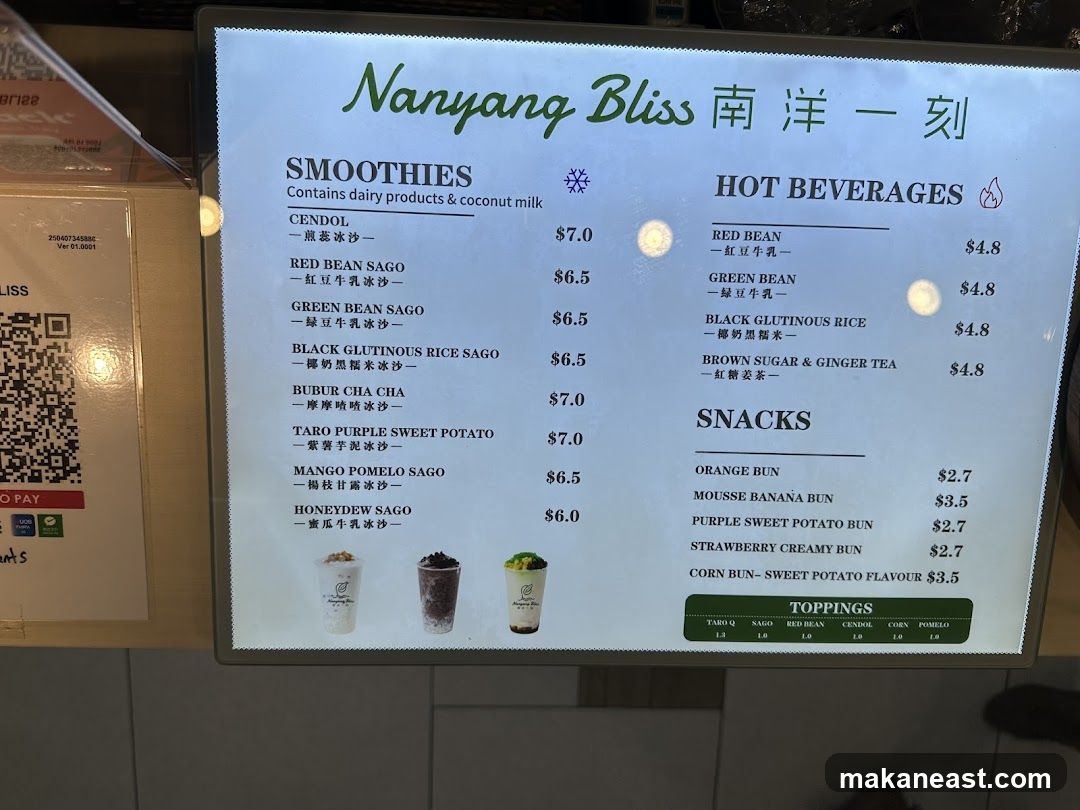 Nanyang Bliss Menu