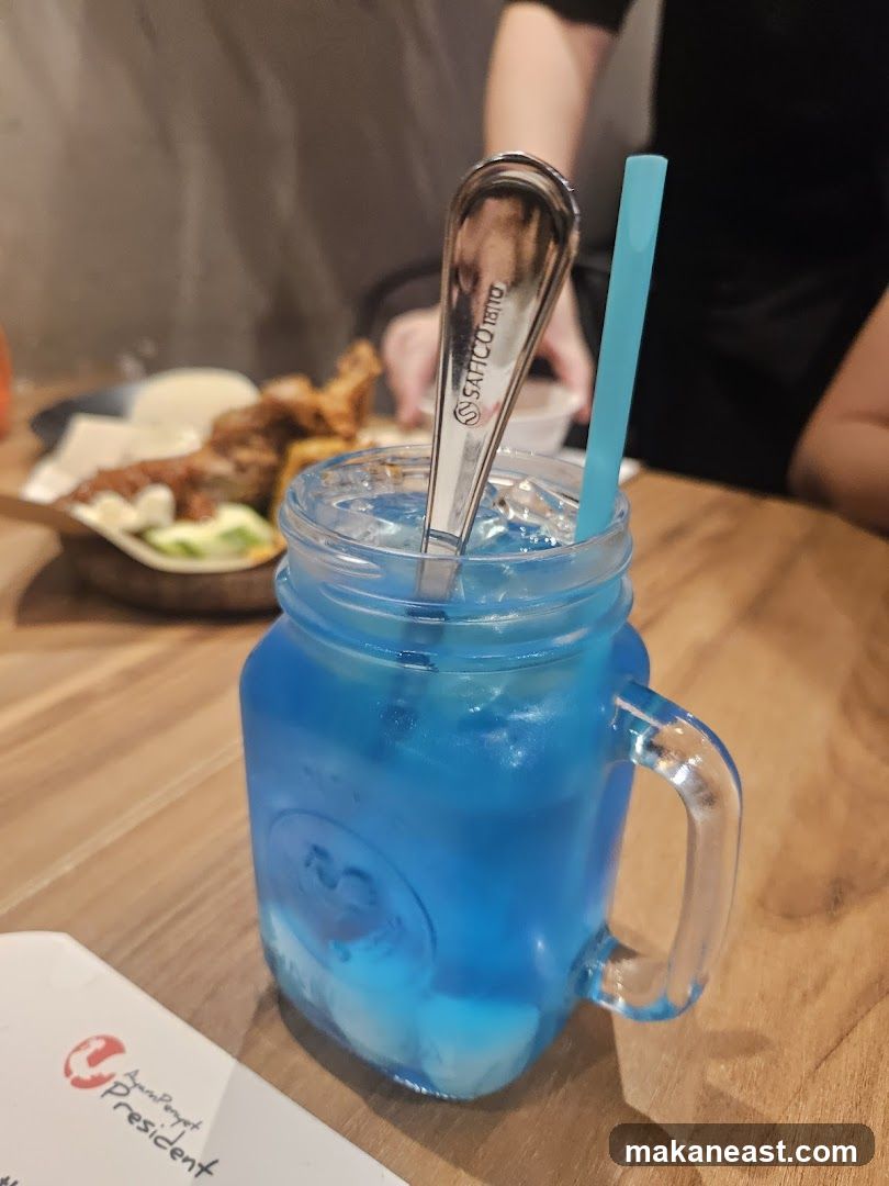 Blue Drink with Spoon and Straw