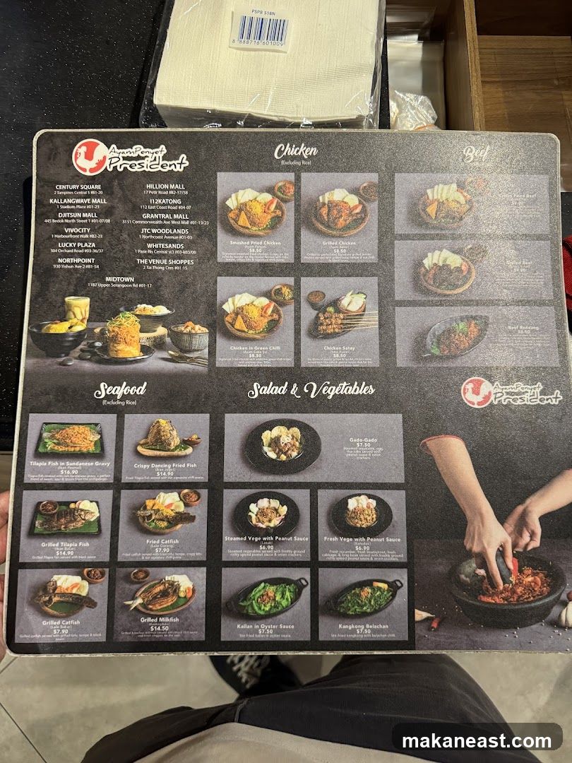 Ayam Penyet President Menu