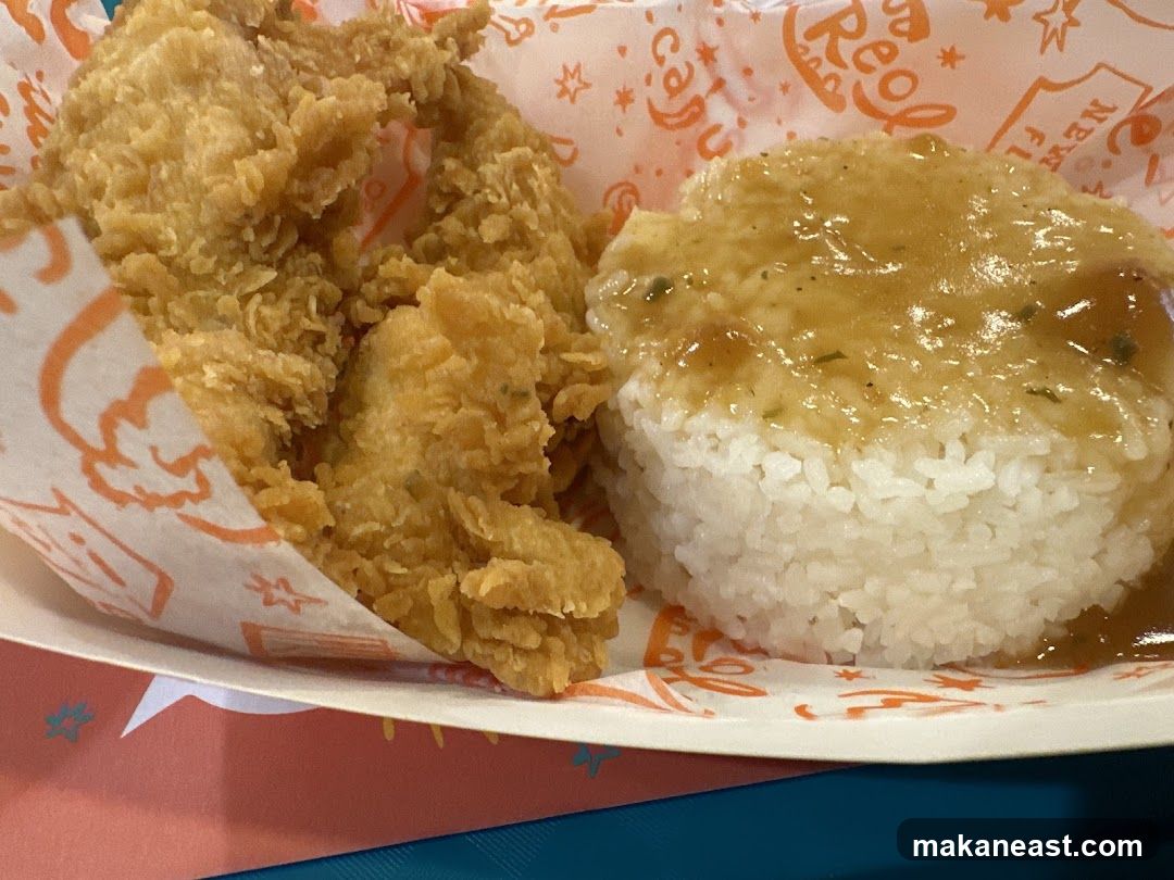 Fried Chicken and Rice with Gravy