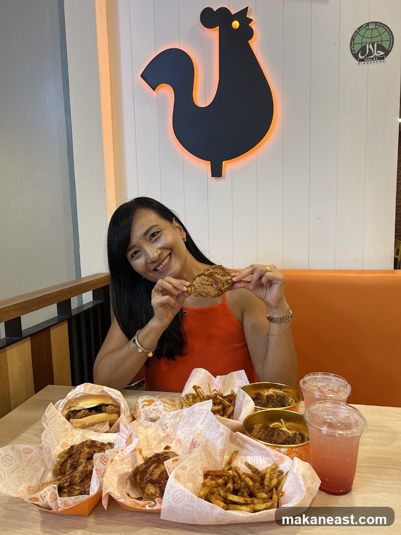 Woman with Fried Chicken Meal