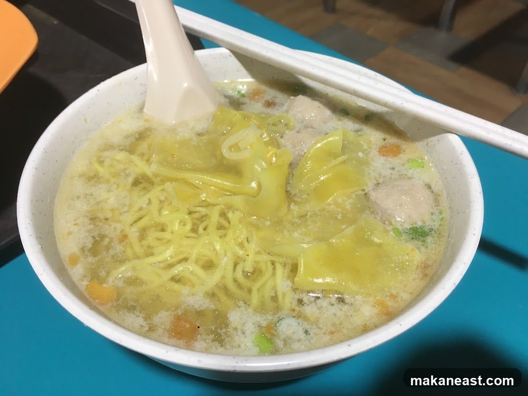 Noodle Soup with Wontons and Meatballs