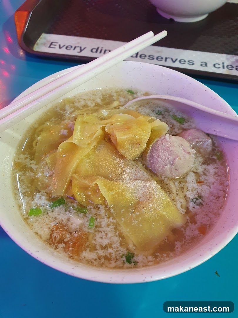 Noodle Soup with Wontons and Meatballs