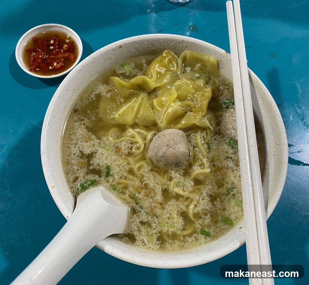 Noodle Soup with Wontons and Meatballs