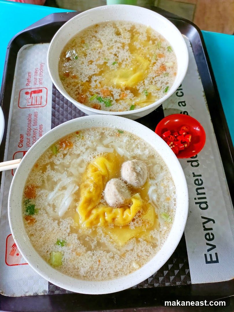 Noodle Soup with Wontons and Meatballs