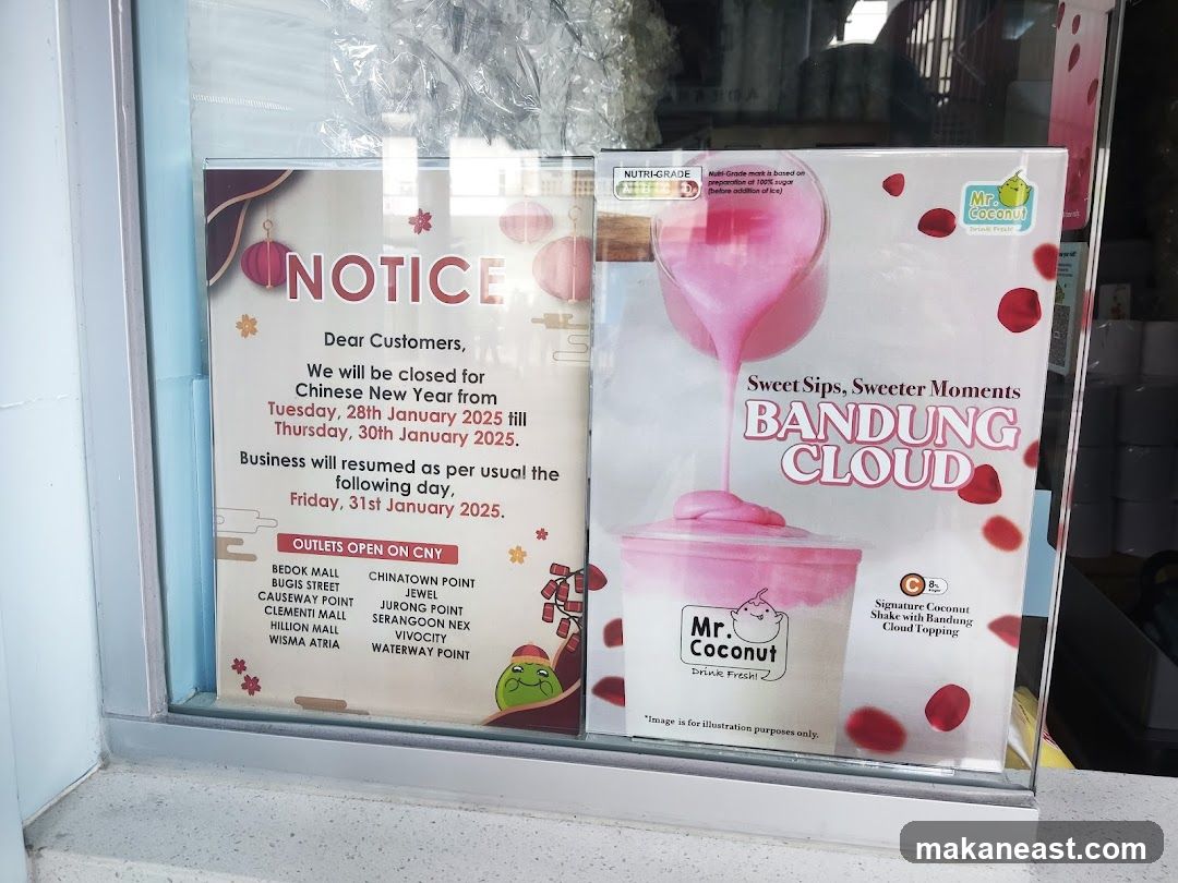 Mr. Coconut Chinese New Year Notice and Bandung Cloud Advertisement