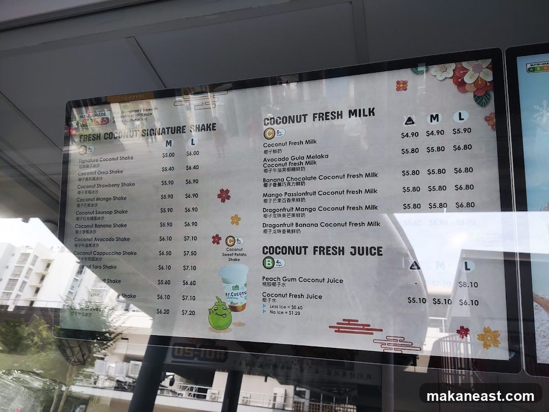 Coconut Drinks Menu