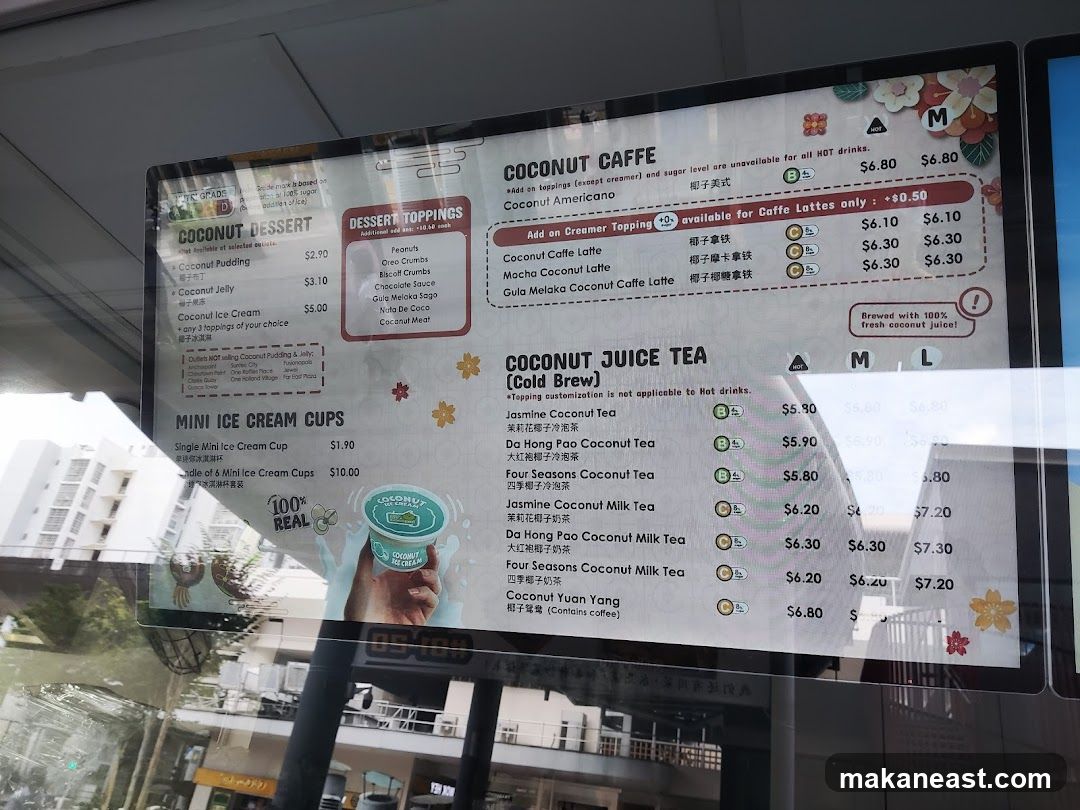 Coconut Menu