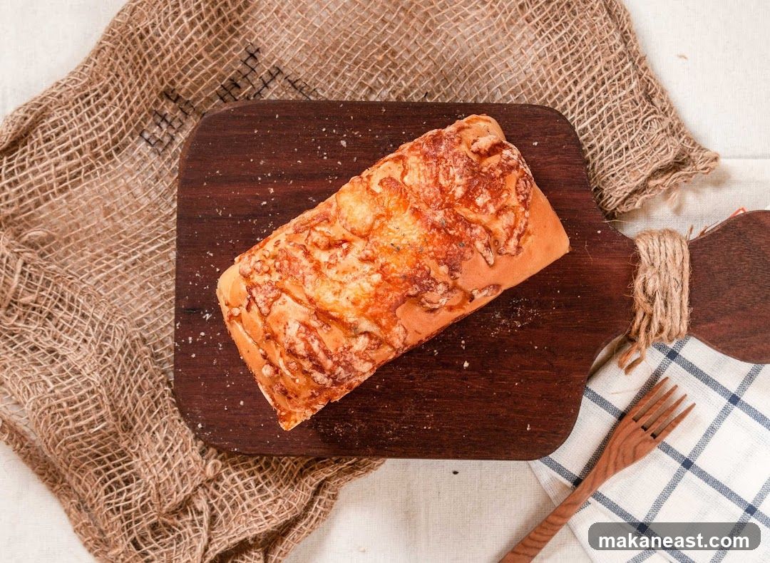 Cheese bread on a wooden board