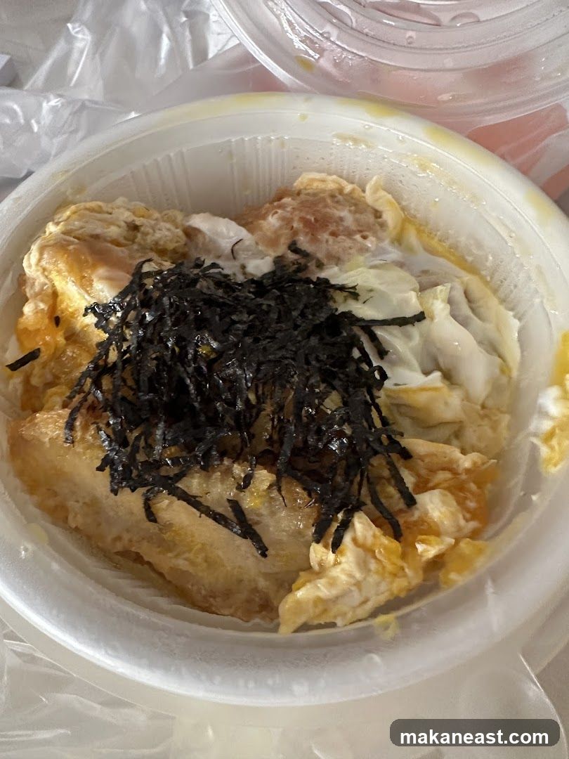 Oyakodon in a takeout container