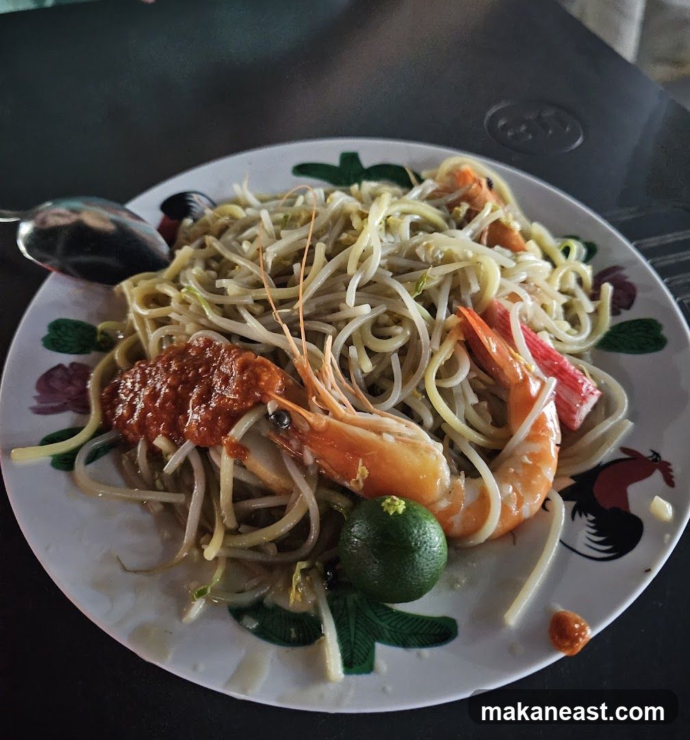 Noodle Dish with Shrimp and Crab Stick