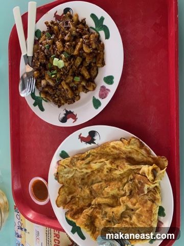 Fried Carrot Cake and Omelette