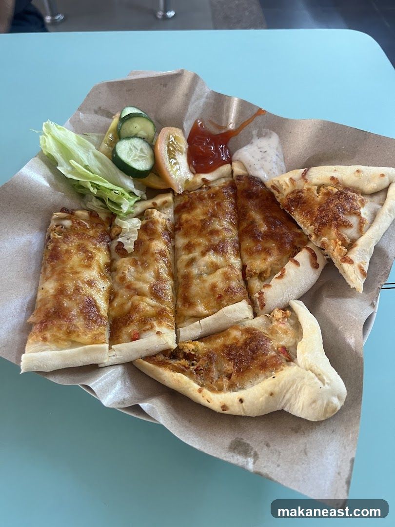 Cheesy Flatbread with Salad and Dips