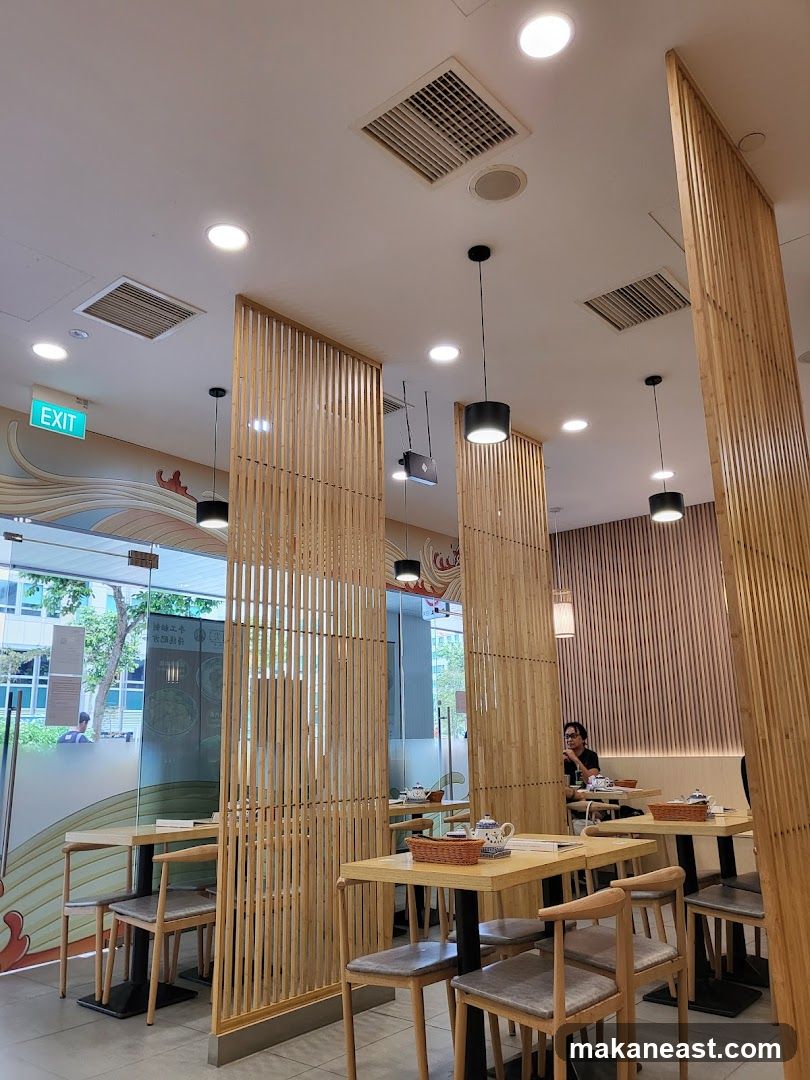 Restaurant Interior with Wooden Dividers