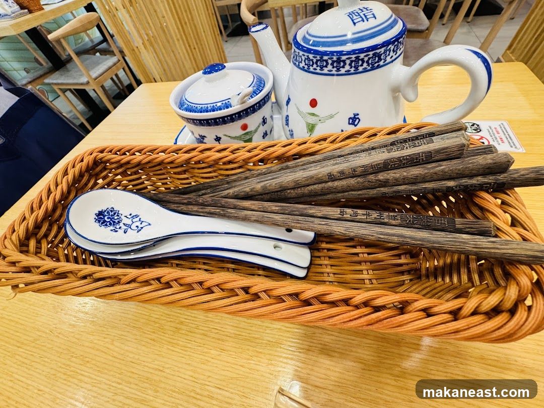Table Setting with Teapot and Chopsticks