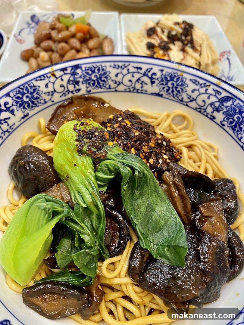 Noodles with Mushrooms and Greens