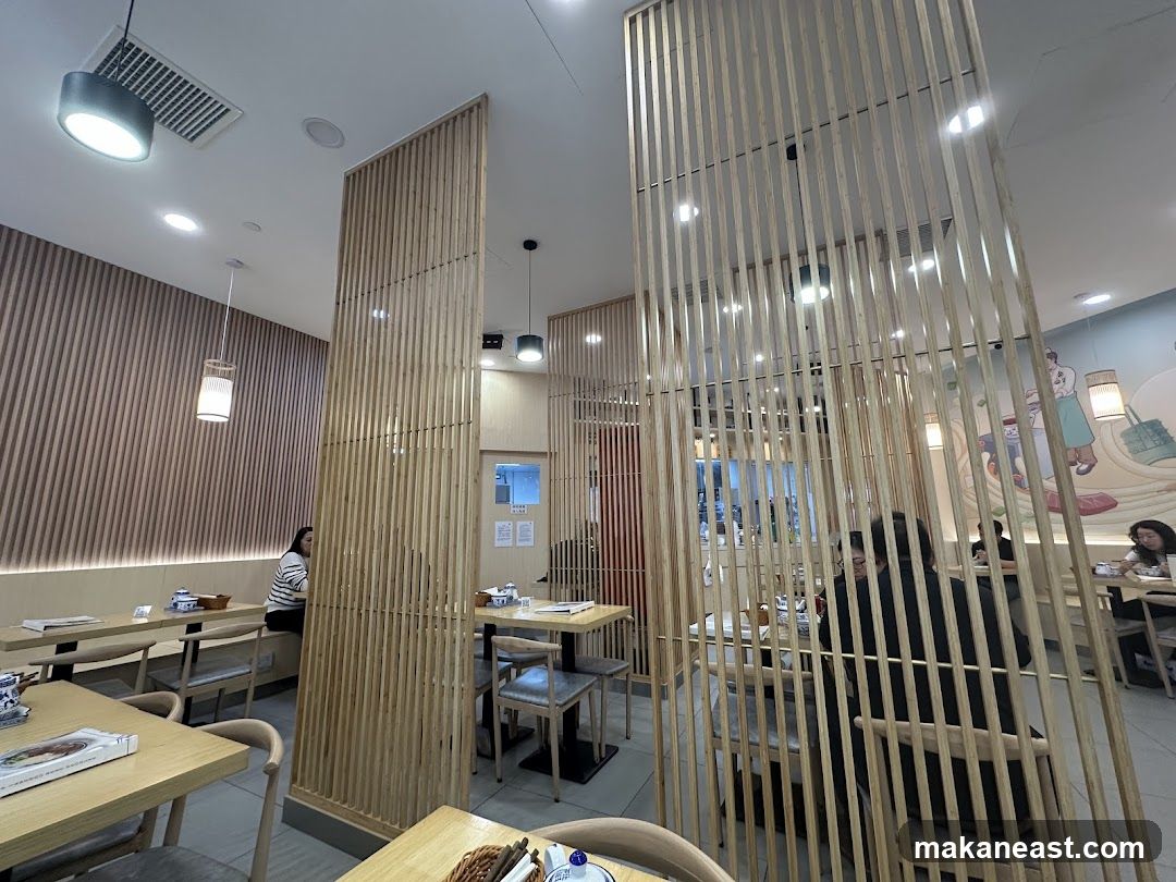 Restaurant Interior with Wooden Dividers