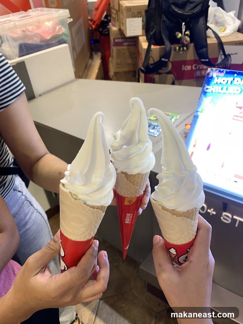 Three Soft Serve Ice Cream Cones